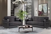 Avalon New (Black) Black fabric modern sofa / sofa bed w/ storage