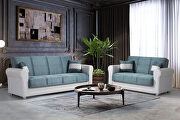 Avalon New (Blue) Blue fabric storage/sofa bed