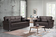 Avalon New (Brown PU) Brown leatherette sofa w/ storage