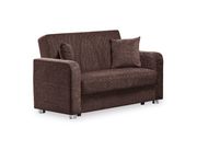 Chenille brown fabric convertible loveseat