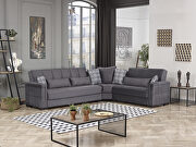 Fully reversible gray microfiber sectional sofa main photo