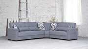 Fully reversible light gray fabric sectional