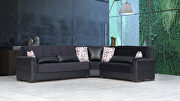 Fully reversible black fabric / black leather sectional main photo