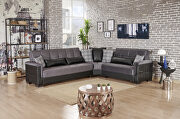 Fully reversible gray microfiber / black pu leather sectional sofa main photo