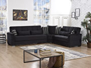 Fully reversible black microfiber sectional sofa main photo