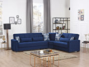 Pro (Blue MF) Fully reversible blue microfiber sectional sofa