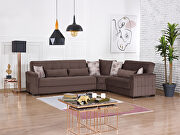 Pro (Brown MF) Fully reversible brown microfiber sectional sofa