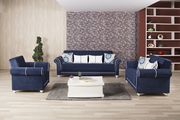 Modern blue microfiber sofa bed w/ storage main photo