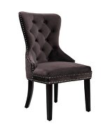 Bronx (Chocolate) Chocolate velvet dining chair w/ nailhead trim