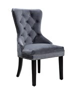 Bronx (Silver) Silver gray velvet dining chair w/ nailhead trim