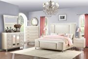 Contemporary style queen bed in off-white finish wood main photo