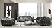 Charlise (Silver) Modern style sofa in silver faux leather
