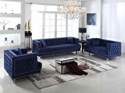 Kendel (Blue) Modern style navy blue sofa with acrylic legs