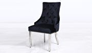 Leo (Black) Pair of contemporary velvet tufted dining chairs
