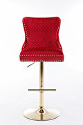 Leo (Red) Pair of red stylish barstools w/ gold trim