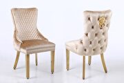 Pair of contemporary velvet tufted dining chairs w/ gold legs main photo