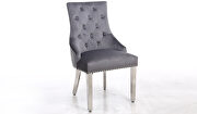 Leo (Gray) Pair of contemporary velvet tufted dining chairs