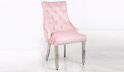 Leo (Pink) Pair of contemporary velvet tufted dining chairs