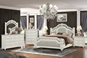 Marya (White) Nailhead trim traditional style queen size bed in white