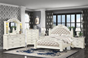 Platinum (White) Stylish glam / casual tufted headboard king white bed