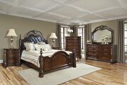 Traditional style king bed in cherry finish wood main photo