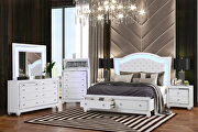 Shiney  (White) Contemporary style king bed in white finish wood