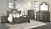 Transitional style king bed in gray finish wood main photo