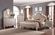 Sonia Contemporary style king bed in pewter finish wood