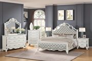 Contemporary style king bed in pearl finish wood main photo