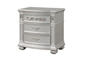 Valentina (Silver) Glam mirrored panels night stand in silver