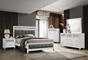 Barzini II (White) White finish glam style queen bed