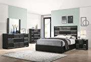 Black finish hardwood king bed main photo