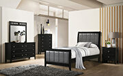 Carlton (Black) Black finish and gray leatherette upholstery twin bed