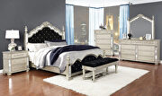 Metallic platinum and black velvet upholstery e king bed main photo
