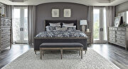 Stunning neutral, sand blasted, wood finish king bed main photo