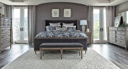 Stunning neutral, sand blasted, wood finish queen bed main photo