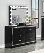 Deep black finish glam six-drawer dresser
