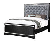 Eleanor (Black) EK Silver button-tufted padded headboard and black base e king bed