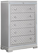 Eleanor (Silver) C Dual crocodile and diamond embossed surface glam five-drawer chest