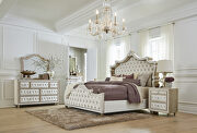 Ivory & camel velvet upholstery e king bed