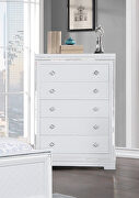 Eleanor (White) C White finish dual crocodile and diamond embossed surface five-drawer chest