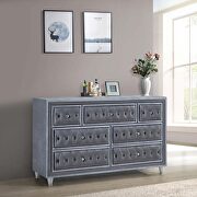 Antonella (Gray) 7-drawer upholstered dresser grey