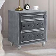 3-drawer upholstered nightstand ivory and camel