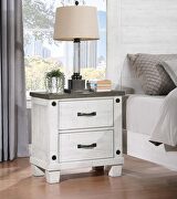 2-drawer nightstand distressed grey and white