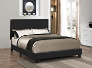 Upholstered platform black queen bed main photo