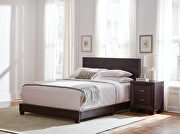 Brown faux leather upholstered full bed