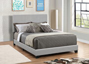 Gray faux leather upholstered king bed main photo