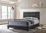 Charcoal fabric e king bed w/ tufted headboard