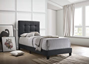 Twin bed upholstered in a charcoal fabric main photo