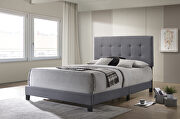 Gray fabric e king bed tufted headboard main photo